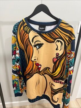 Men’s Crewneck Sweater - Graphic Pop Art Orange